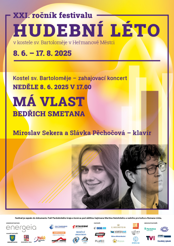 Plakát: Hudební léto, Má vlast – Bedřich Smetana, 8. 6. 2025 v 17.00, kostel sv. Bartoloměje