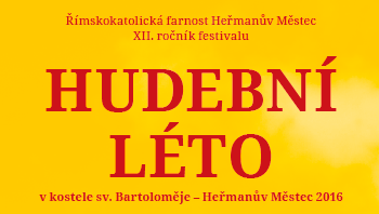 Plakát: Hudební léto, XII. ročník festivalu, kostel sv. Bartoloměje, Heřmanův Městec 2016