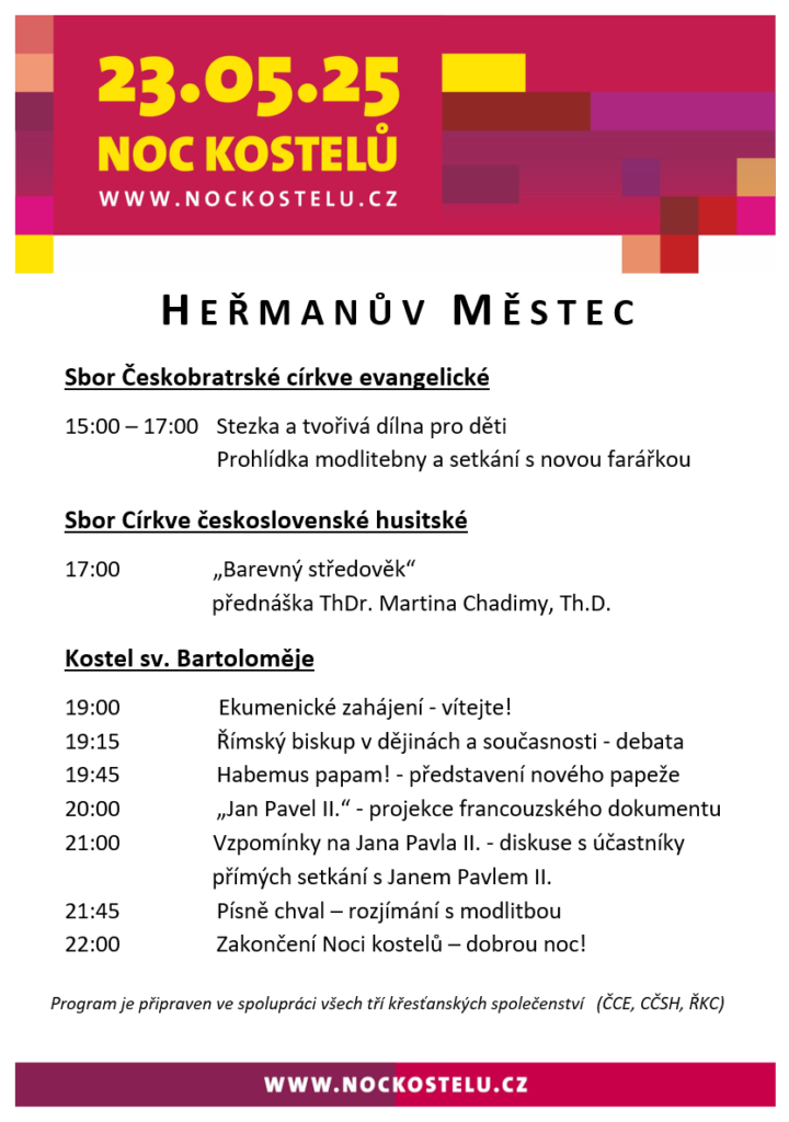 Plakát: Noc kostelů, 23. 5. 2025, Heřmanův Městec