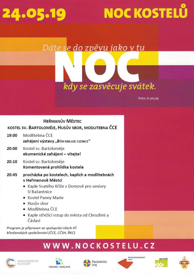 Plakát: Noc kostelů, 24. 5. 2019, Heřmanův Městec