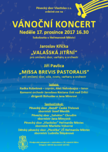 Plakát: Vánoční koncert, 17. 12. 2017 v 16.30, Sokolovna v Heřmanově Městci