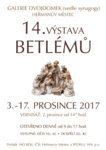 Plakát: 14. výstava betlémů, 3. – 17. 12. 2017, Galerie Dvojdomek v Heřmanově Městci