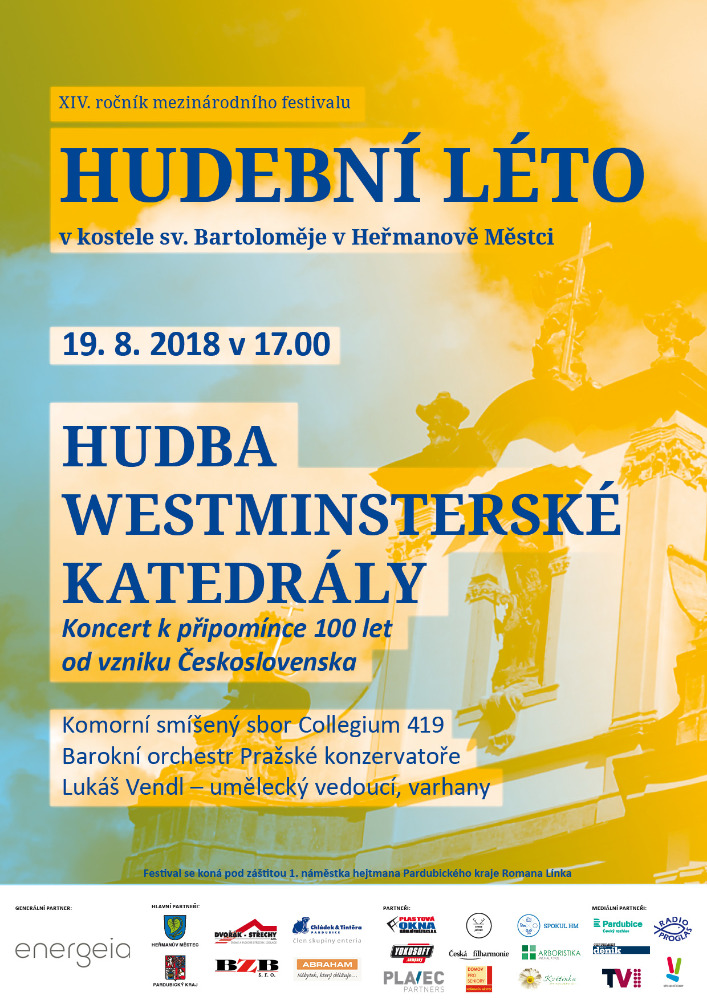 Plakát: Hudební léto, Hudba Westminsterské katedrály, 19. 8. 2018 v 17.00, kostel sv. Bartoloměje